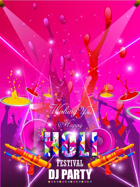 Índia Festival of Color Feliz Holi DJ Festa fundo —  Vetores de Stock