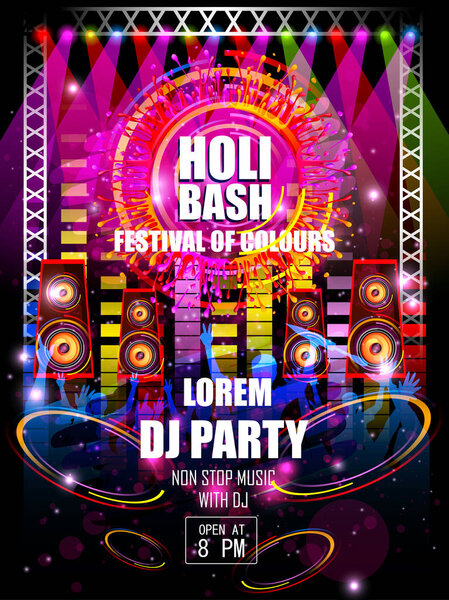 India Festival of Color Happy Holi DJ Party background