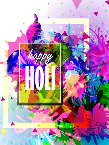 India Festivalul de culoare Happy Holi fundal — Vector de stoc