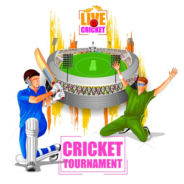 Fundo de esportes para o jogo de Cricket Championship Tournament — Vetor de Stock