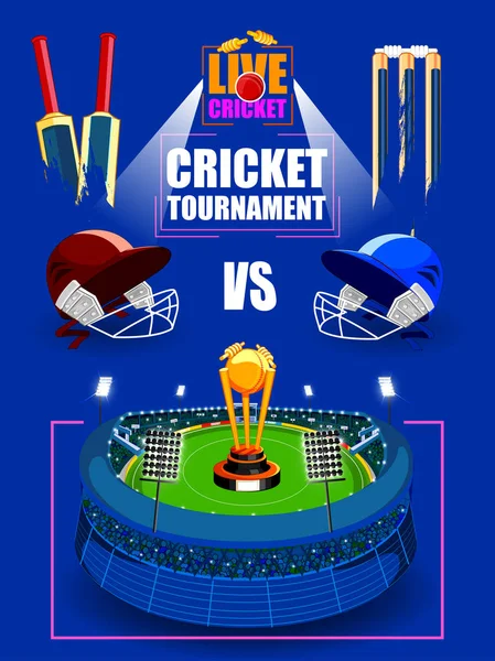 Fondo deportivo para el partido del Torneo de Campeonato de Cricket — Vector de stock