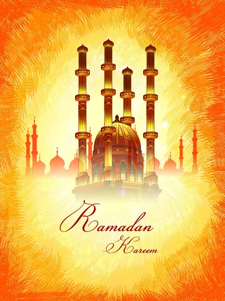Ramadan Kareem Grüße zum Ramadan-Hintergrund mit islamischer Moschee — Stockvektor