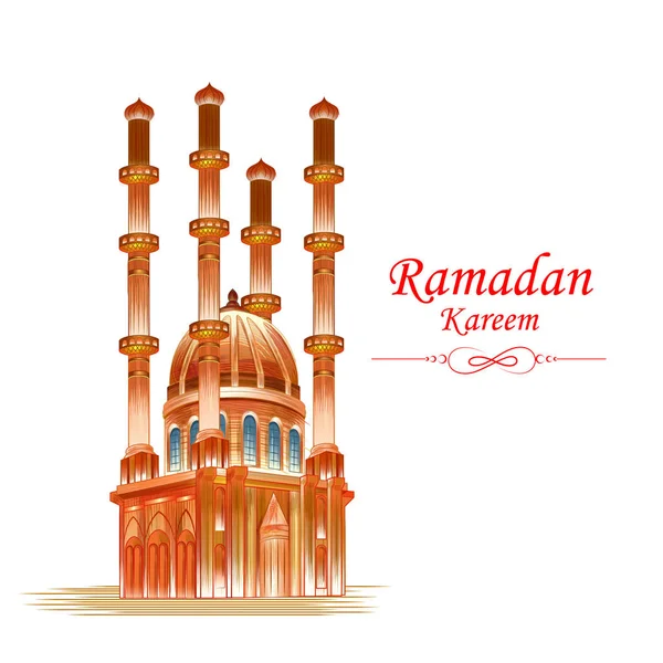 Ramadán Kareem Saludos para fondo Ramadán con Mezquita Islámica — Archivo Imágenes Vectoriales