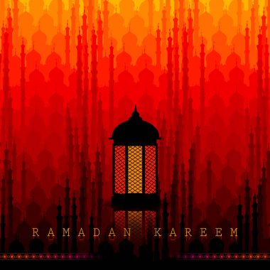 Ramazan Kareem selamlar için ışıklı lamba Ramazan arka planı için