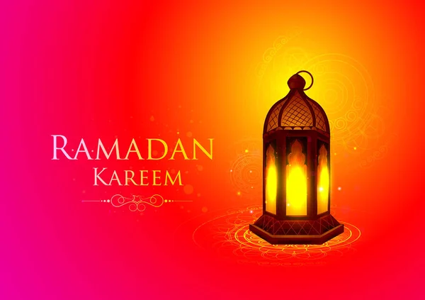 Verlichte lamp voor Ramadan Kareem groeten voor Ramadan achtergrond — Stockvector