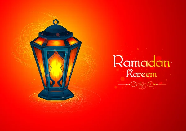 Lâmpada iluminada para Ramadan Kareem Saudações para fundo Ramadã — Vetor de Stock