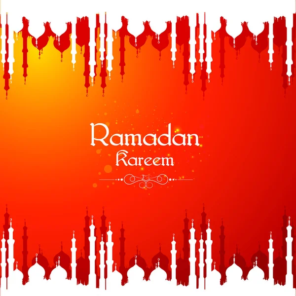 Ramadã Kareem Saudações para fundo Ramadã com Mesquita Islâmica — Vetor de Stock