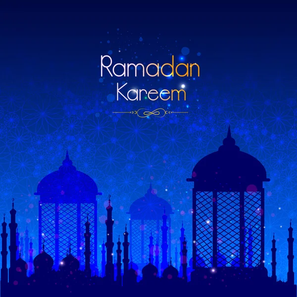 Verlichte lamp voor Ramadan Kareem groeten voor Ramadan achtergrond — Stockvector