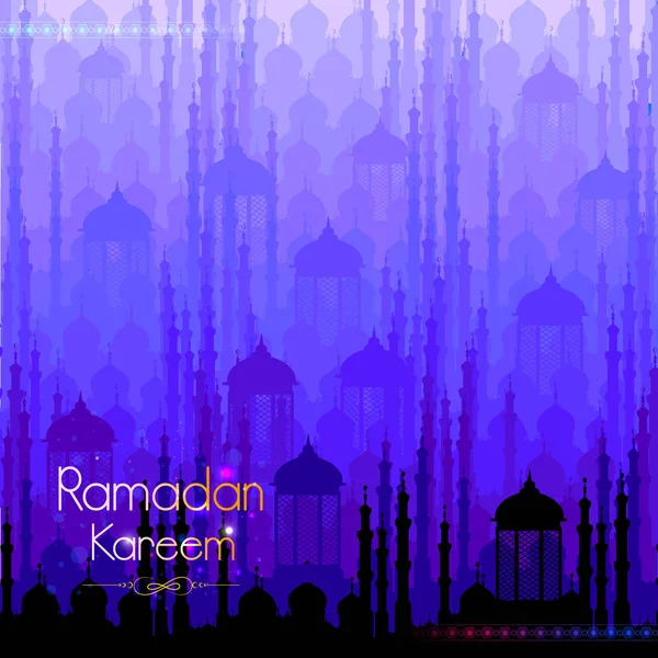 Ramadan Kareem Zdravím na ramadánu pozadí s islámskou mešitou — Stockový vektor