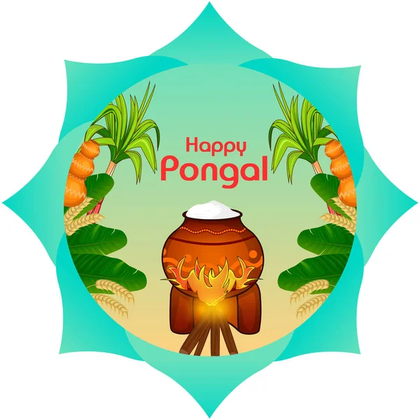 Glad Pongal semester religiös festival firande bakgrund — Stock vektor