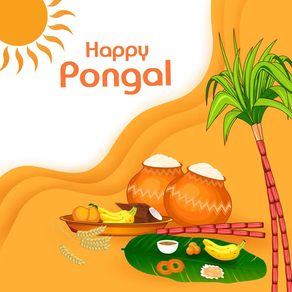 Feliz fiesta Pongal festival religioso de fondo de celebración — Vector de stock