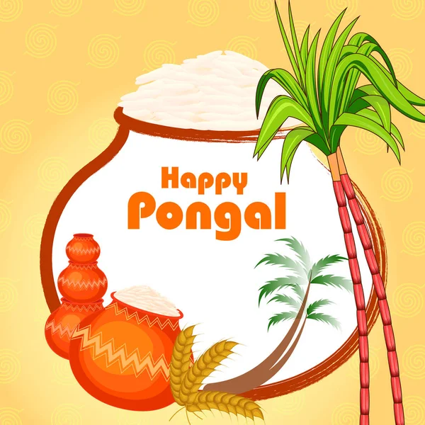 Feliz fiesta Pongal festival religioso de fondo de celebración — Vector de stock