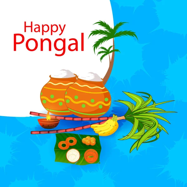 Happy Pongal fête religieuse fête fond de célébration — Image vectorielle