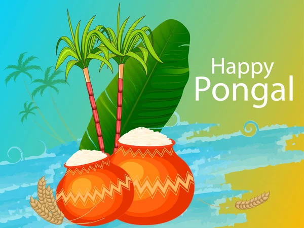 Glad Pongal semester religiös festival firande bakgrund — Stock vektor