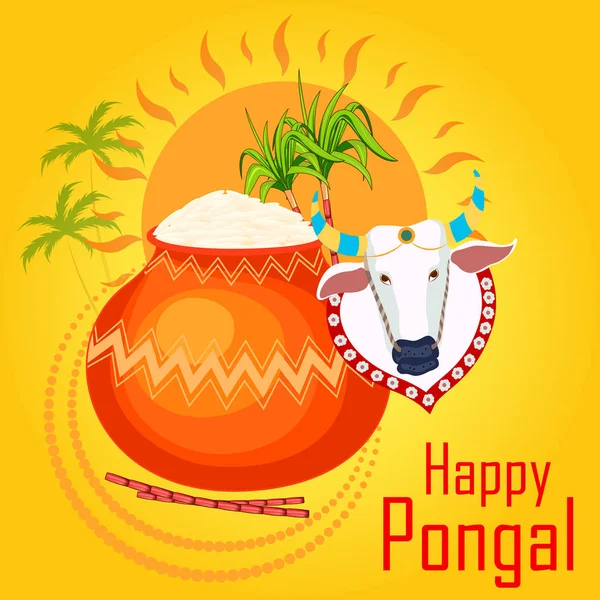 Feliz fiesta Pongal festival religioso de fondo de celebración — Vector de stock