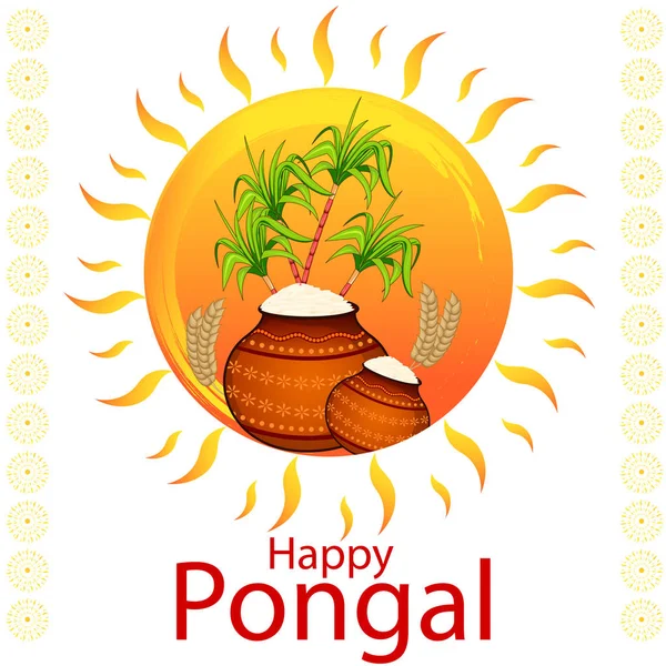 Happy Pongal fête religieuse fête fond de célébration — Image vectorielle