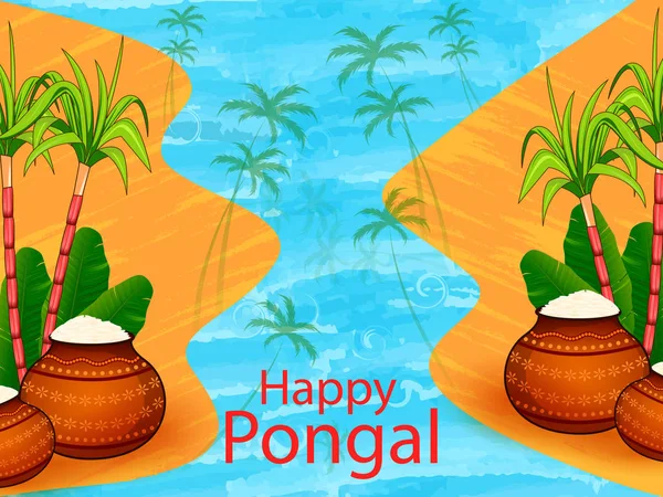 Feliz fiesta Pongal festival religioso de fondo de celebración — Vector de stock