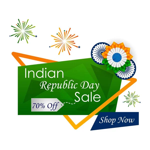 Vente promotion publicité bannière modèle pour 26 Janvier Happy Republic Day of India fond — Image vectorielle