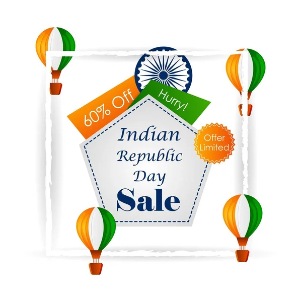 Vente promotion publicité bannière modèle pour 26 Janvier Happy Republic Day of India fond — Image vectorielle