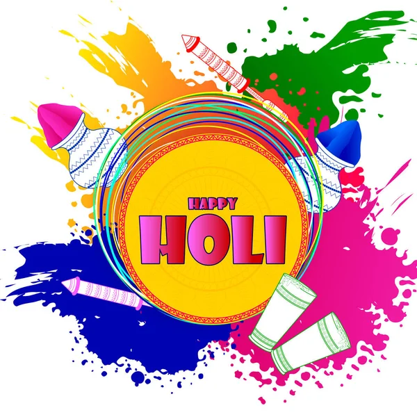 Hindistan Renkli Mutlu Holi Festivali — Stok Vektör