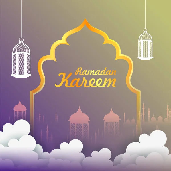 Ramadan Kareem celebração Saudações para fundo Eid — Vetor de Stock