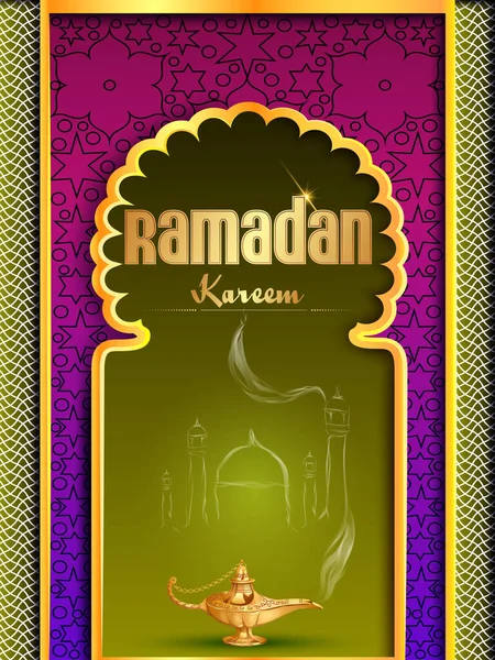 Ramadan Kareem Pozdrowienia dla Ramadan tle z islamskim meczetem — Wektor stockowy