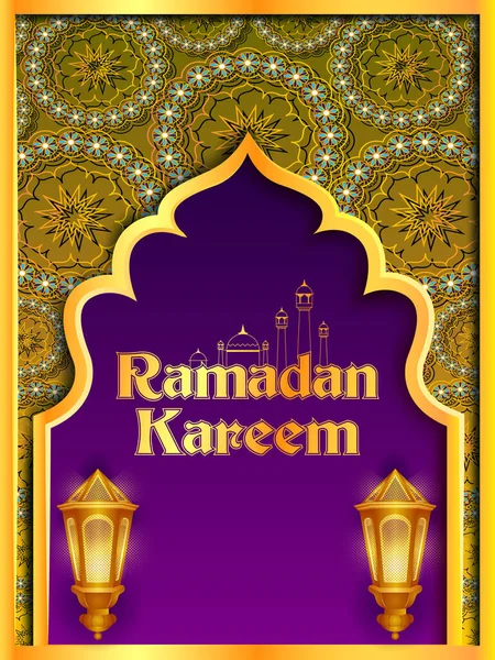 Ramadan Kareem Zdravím na ramadánu pozadí s islámskou mešitou — Stockový vektor