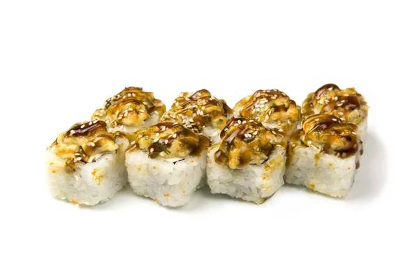 白い背景の上の寿司ロールします。. ロイヤリティフリーのストック写真