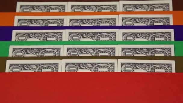 Papier Monnaie Bandes Colorées Colorées Abstraction Fond Rayures Colorées Vives — Video