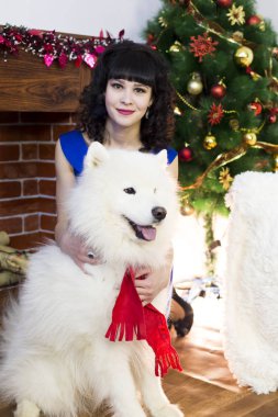 Büyük bir köpek ile güzel kız.