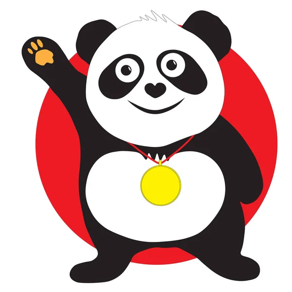 Panda atleta em um fundo vermelho . —  Vetores de Stock