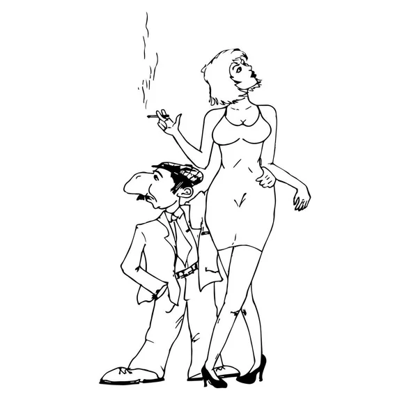 En man av kort längd med en mycket lång fru. — Stockfoto