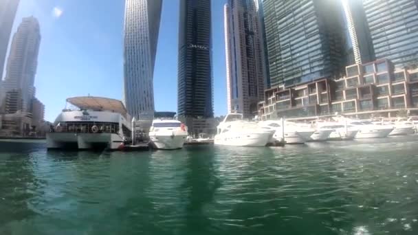 Dubai Emiratos Árabes Unidos Dubai Zona Marina 2020 Transporte Agua — Vídeos de Stock