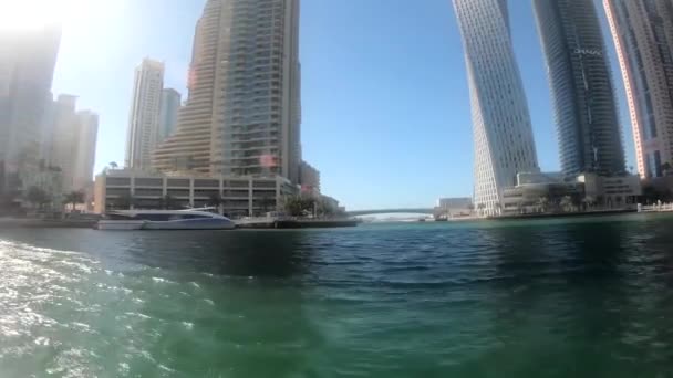Dubai Emiratos Árabes Unidos Dubai Zona Marina 2020 Transporte Agua — Vídeos de Stock