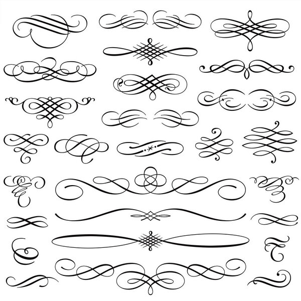 Vintage Calligraphic Design Elements Swirls Vignettes
