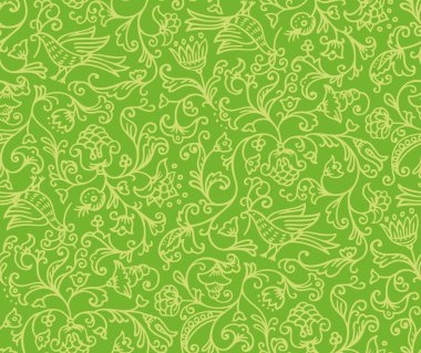 Kuşlar ve çiçekler ile sorunsuz çiçek desenli arka plan