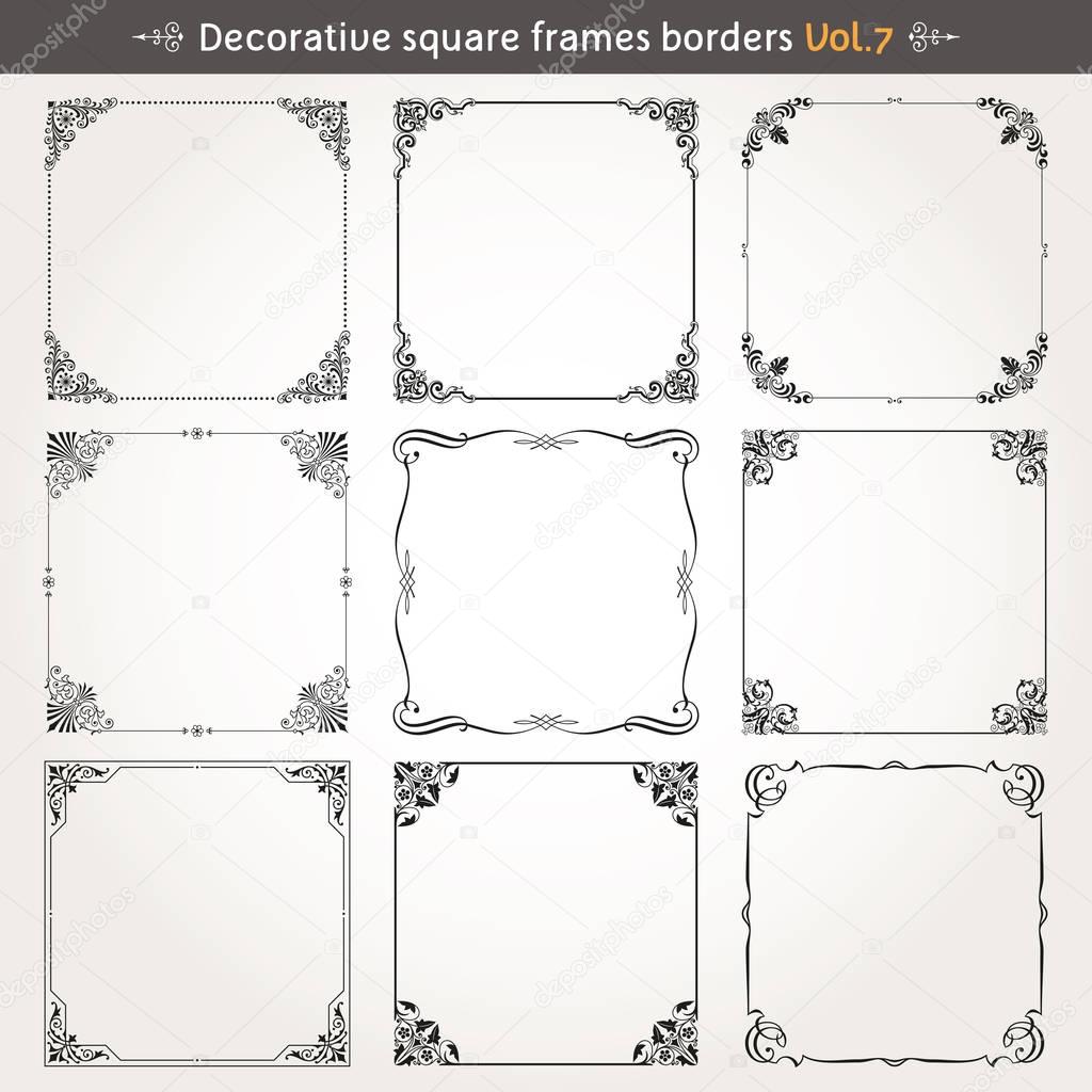 Decorative square frames and borders set 7 vector