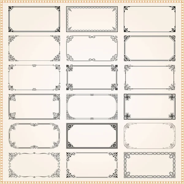 Cadres décoratifs et bordures rectangle 2x1 proportions ensemble 1 — Image vectorielle