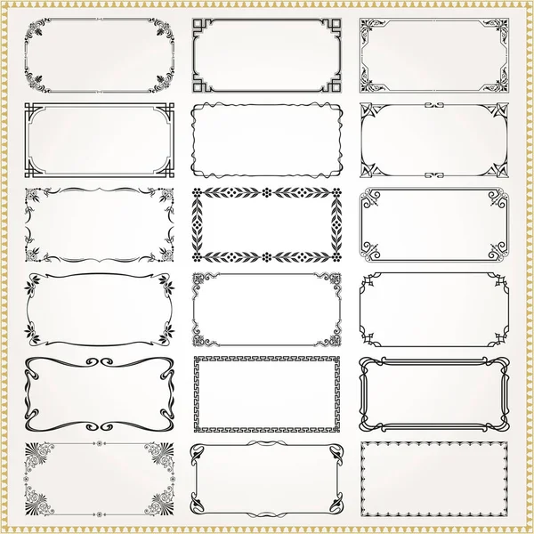 Molduras decorativas e bordas retângulo 2x1 proporções conjunto 3 —  Vetores de Stock