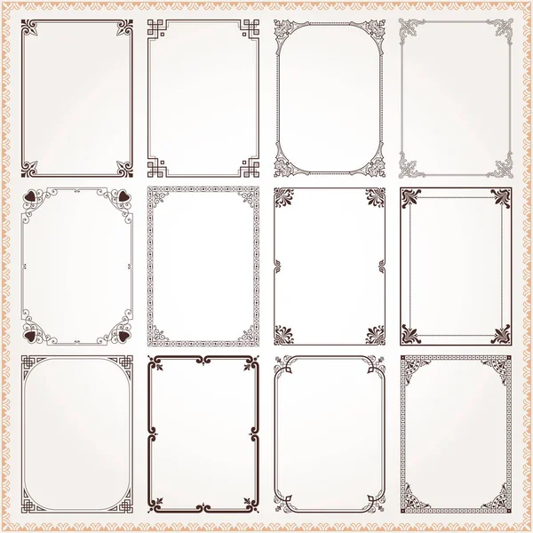 Cadres décoratifs et bordures proportions rectangle ensemble 6 — Image vectorielle