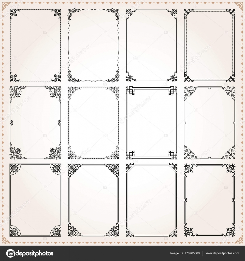 Decorative Frames And Borders Rectangle Proportions Set Stock Vector