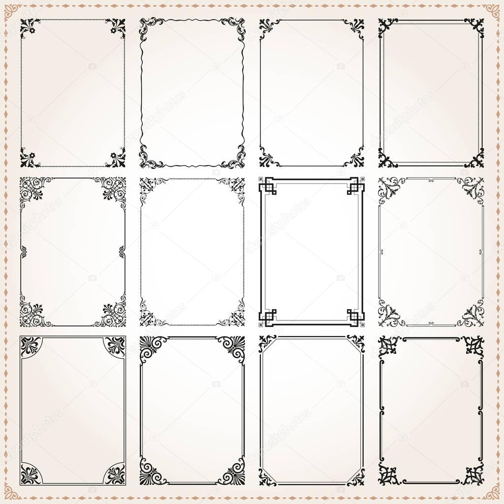 Decorative frames and borders rectangle proportions set 7