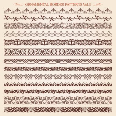 Dekoratif kenarlık çizgi vintage desen 3 vektör çerçeve