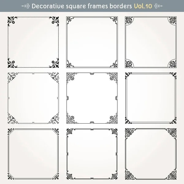 Cadres carrés décoratifs et bordures fixées 10 vecteur — Image vectorielle