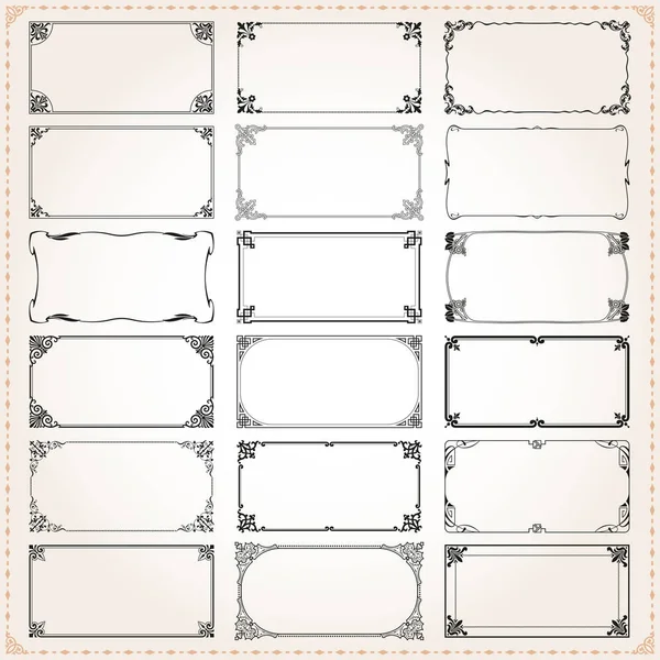 Cadres décoratifs et bordures rectangle 2x1 proportions ensemble 4 — Image vectorielle