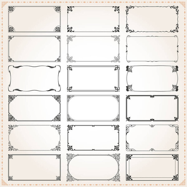 Decorative frames and borders rectangle 2x1 proportions set 4