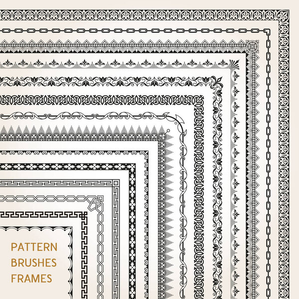 Corner border frame line pattern brushes 1 vector