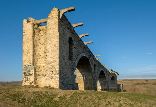 Vieux Viaduc Ferroviaire Ruine Big Novokavkazskiy Pont Près Stavropol Russie — Photo