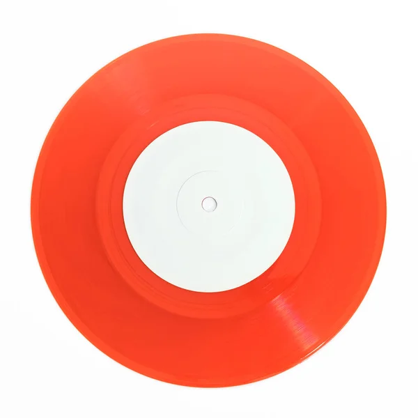 Sieben Zoll Single 45Rpm Rote Schallplatte Mit Kleinem Loch Isoliert — Stockfoto