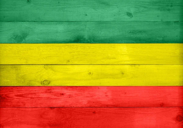 Ξύλινη Επιφάνεια Υφή Φράχτη Σανίδες Φόντο Rasta Reggae Αιθιοπική Σημαία — Φωτογραφία Αρχείου